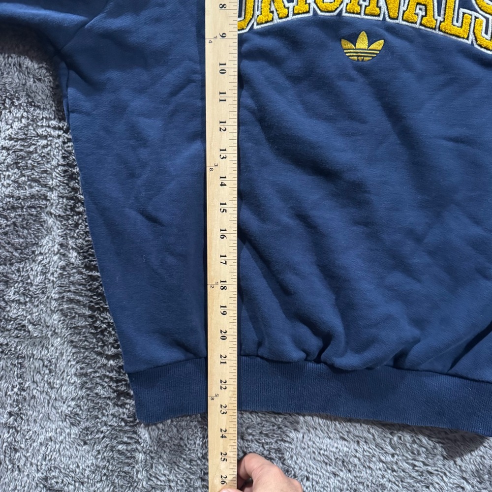 Adidas Originals Sweatshirt Navy Blue Yellow Embroidered Crewneck Mens XS - Picture 5 of 7